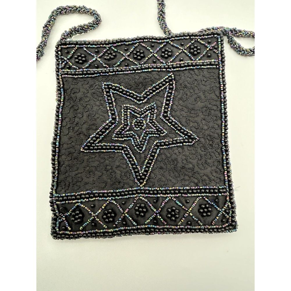 Handmade Beaded Black & Silk Women's Purse Party Wear Sling Purse 7"x 6.5" Dress